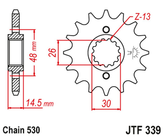 Front Sprocket 339 15 HONDA VFR 800 '02-'14, VFR 750 86-87, CBX 750F 84-86 (33915JT) (Chain. 530)