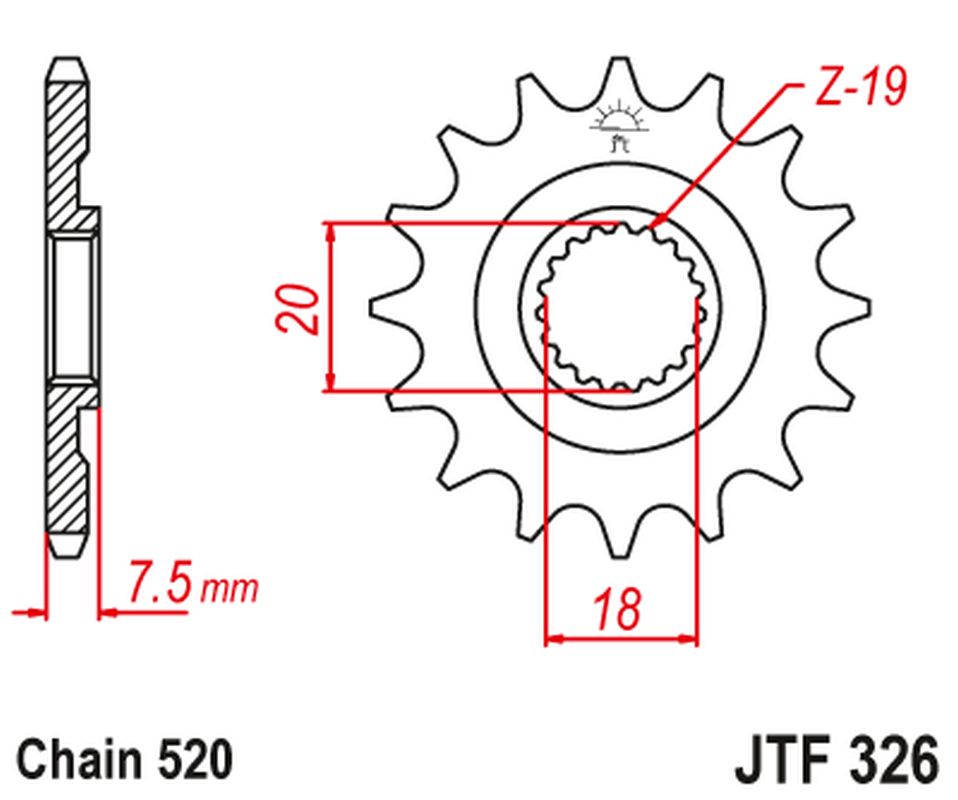 Front Sprocket 340 12 HONDA CR 125 '87-'03 (34012JT) (Chain. 520)