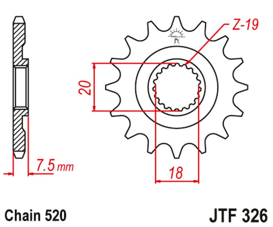 Front Sprocket 340 14 HONDA CR 125 '87-'03 (34014JT) (Chain. 520)