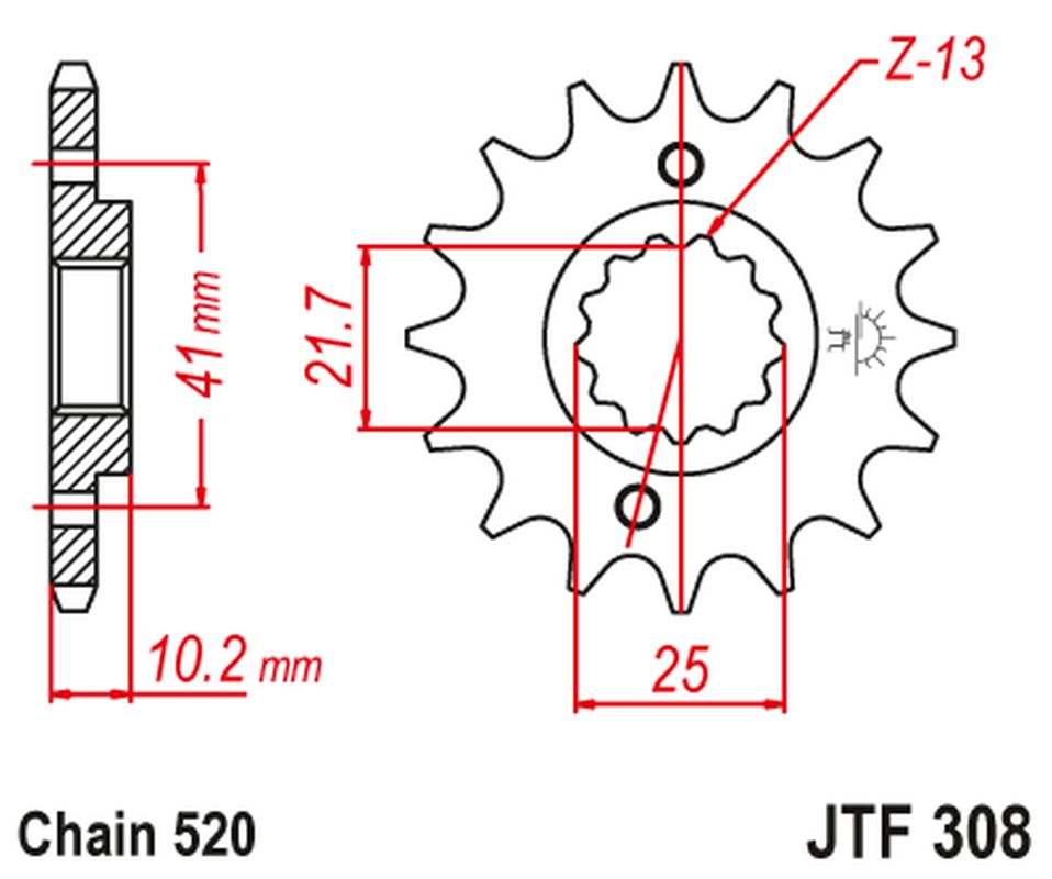 Front Sprocket 345 16 HONDA NX 650, FX 650, YAMAHA XT 660, FMX (34516JT) (Chain. 520) (+1)
