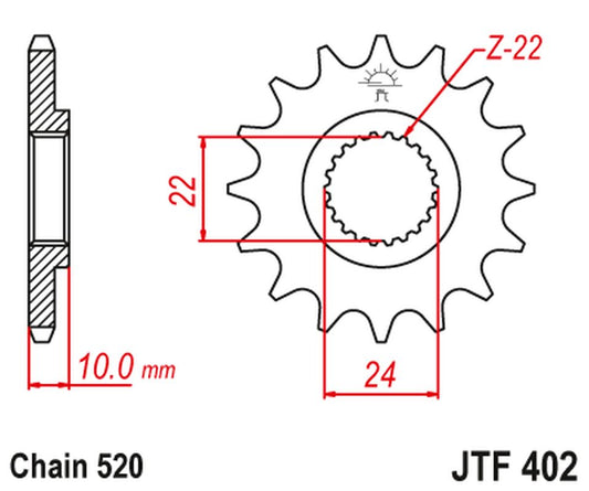 Front Sprocket 402 16 Z Rubber BMW F 650 '94-'15, APRILIA PEGASO 650 '98-'04 (40216JTRB) (Chain. 520)