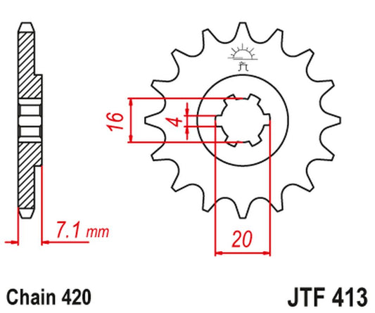 Front Sprocket 413 15 SUZUKI RMX 50, TS 50 (41315JT) (Chain. 420)