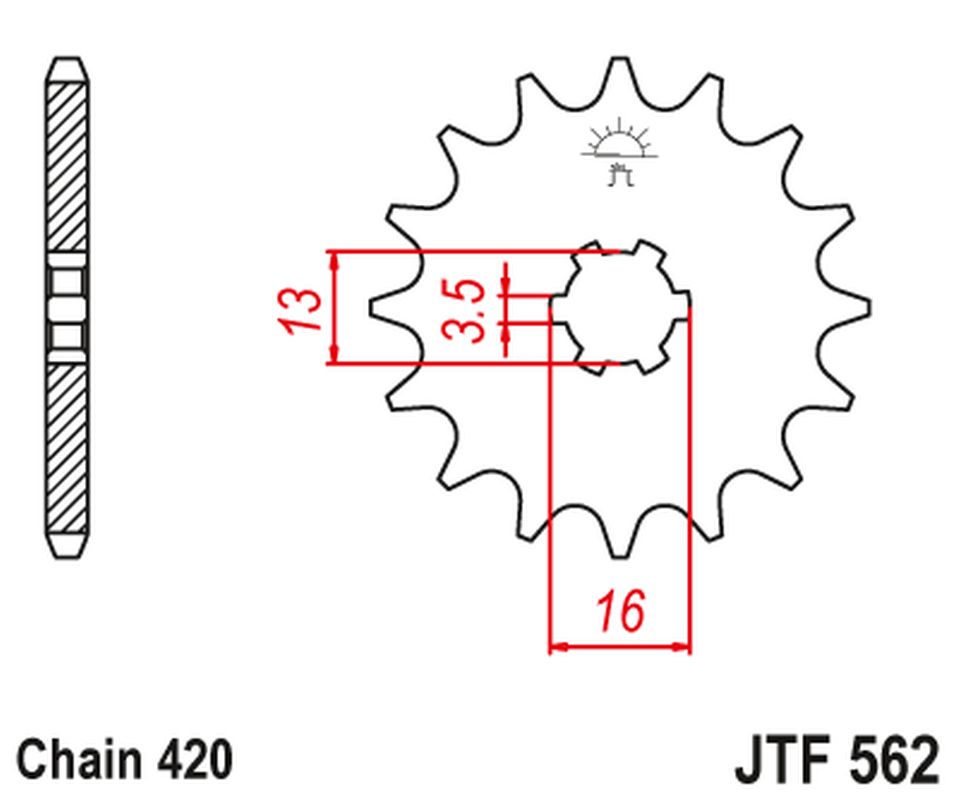 Front Sprocket 415 09 KAWASAKI KFX 50 '03-'06, SUZUKI LTA 50 '02-'05, SUZUKI TS 50, YAMAHA DT 50MX (41509JT) (Chain. 420)