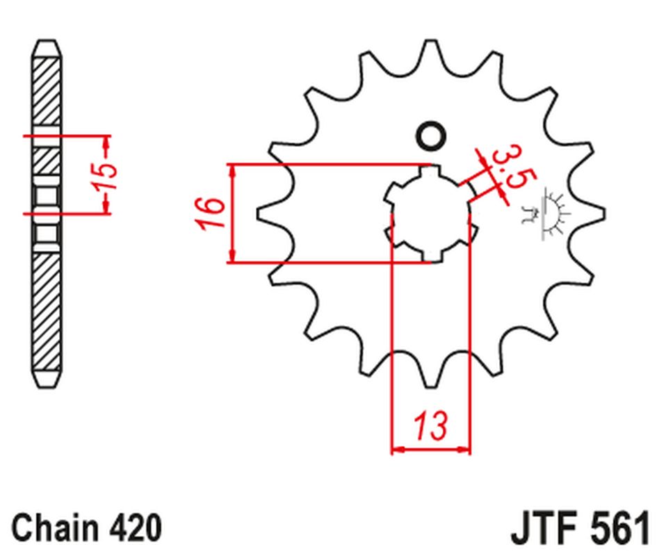 Front Sprocket 415 16 YAMAHA RD 80 MX '81-82' (41516JT) (Chain. 420)