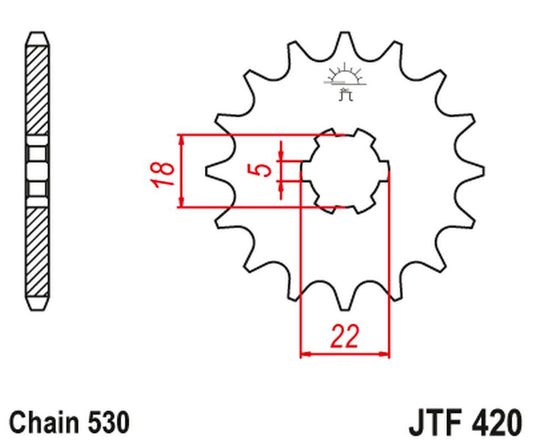 Front Sprocket 420 15 SUZUKI GT 500 '75-78', T500 '68-75' (42015JT) (Chain. 530)