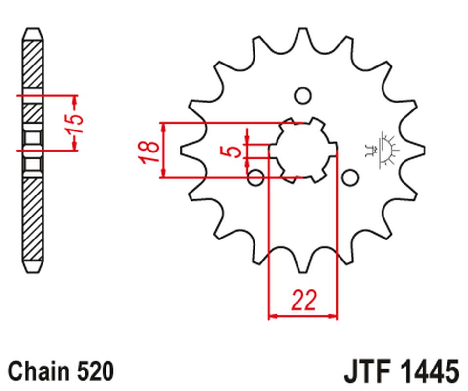 Front Sprocket 423 14 KAWASAKI KX 125 '94-'07 (42314JT) (Chain. 520)