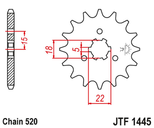 Front Sprocket 423 14 KAWASAKI KX 125 '94-'07 (42314JT) (Chain. 520)