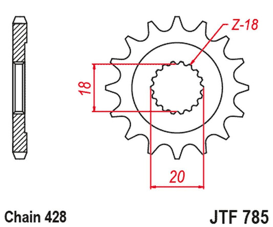Front Sprocket 426 13 BENELLI 125 LEONCIO '22-'23, KEEWAY 125 STRIKE '13-'14, RKF 125 '11-'23, TX 125 '11-'20 (42613JT) (Chain. 428)