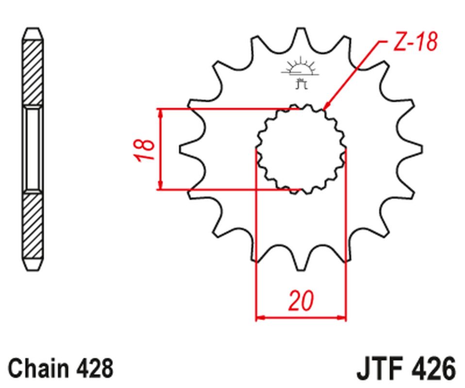 Front Sprocket 426 15 SUZUKI GN 125 '92-'00, GS 125 '79-'00 (42615JT) (Chain. 428)