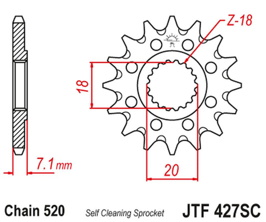 Front Sprocket 432 13 SUZUKI RM 125 '92-'07, RMZ 250 '10-'12 Self-cleaning (43213JT) (Chain. 520)