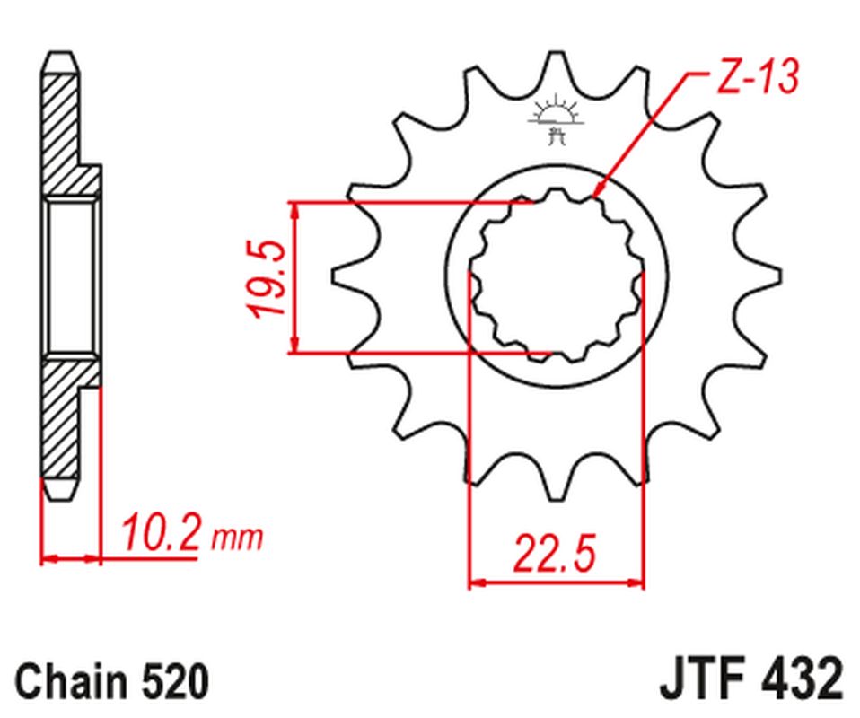 Front Sprocket 435 12 SUZUKI RM 250 '87-'12 (43512JT) (Chain. 520)