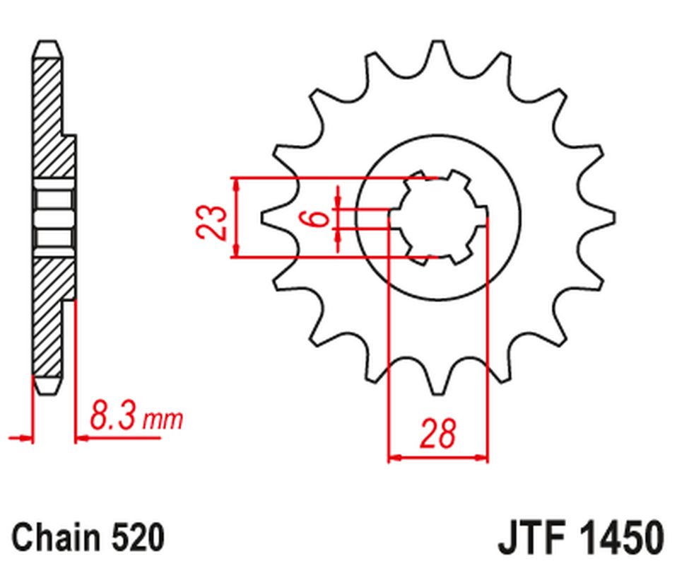 Front Sprocket 436 14 SUZUKI LT 500 '88-92', RM 465 '81-82', RM 500 '83-84' (43614JT) (Chain. 520)