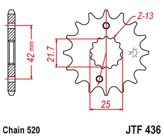 Front Sprocket 438 14 SUZUKI GSX 400 F '81-'86, RG 250 GAMMA '83-'88 (43814JT) (Chain. 520) - CAN REPLACE JTF565.14