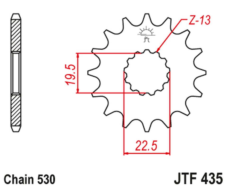 Front Sprocket 439 15 SUZUKI GSX 400 '81-86', GR 650 '83-85' (43915JT) (Chain. 530)