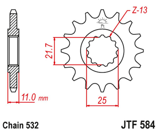 Front Sprocket 442 15 YAMAHA R6 '99-'05, FZR 1000 (44215JT) (Chain. 532)