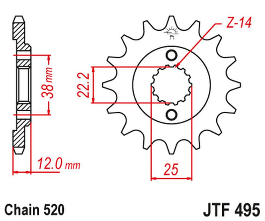 Front Sprocket 495 15 DUCATI PASO SPORT 750 '86-90' (49515JT) (Chain. 520)