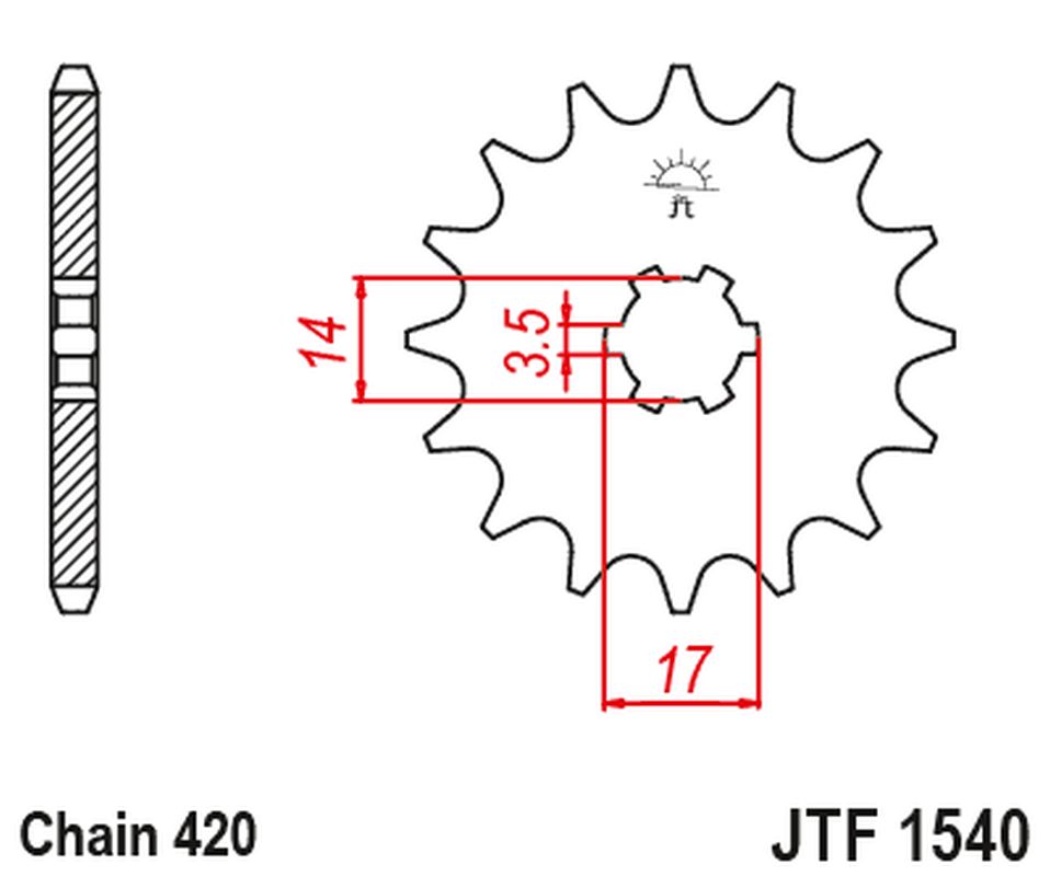 Front Sprocket 504 14 KAWASAKI Z125 PRO (BR125) '17-'18 (50414JT) (Chain. 420)