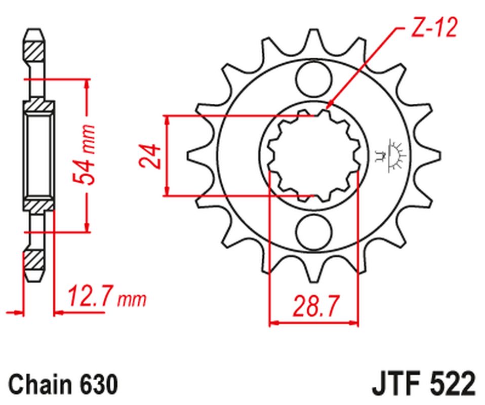 Front Sprocket 522 14 KAWASAKI Z 1000 '81-83', GPZ 1100 '81-82' Z 1100 '84-86' (52214JT) (Chain. 630)