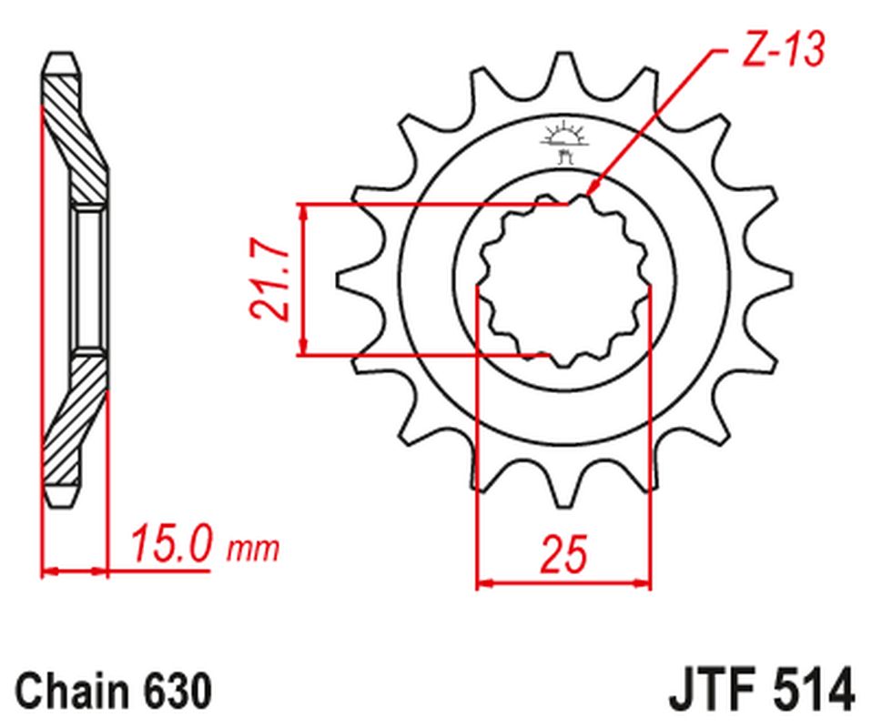 Front Sprocket 528 15 KAWASAKI GPZ 750 UNITRACK '82-'89 (ZX750A1-A5) (52815JT) (Chain. 630)