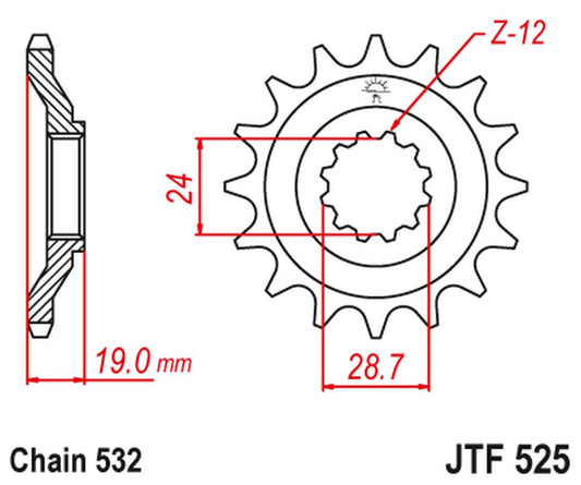 Front Sprocket 529 17 KAWASAKI ZX 10 B1-B3 TOMCAT '88-90' (52917JT) (Chain. 532)