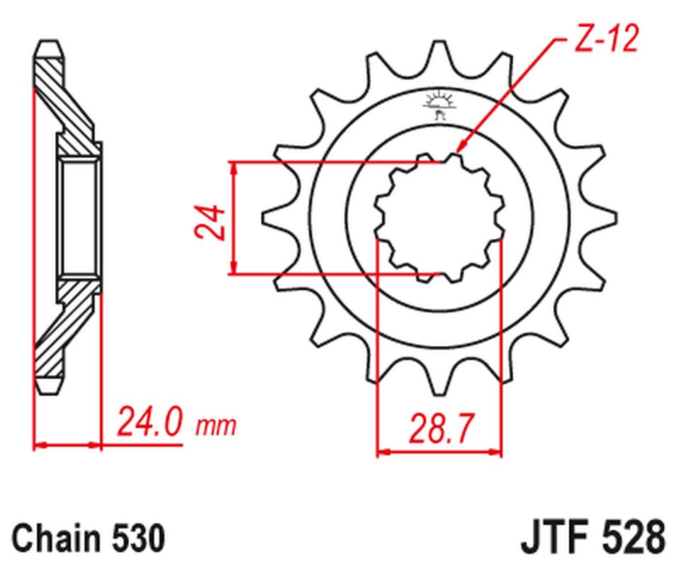 Front Sprocket 530 17 KAWASAKI ZZ-R 1100 '90-92'(JTF528.17JT) (Chain. 530)
