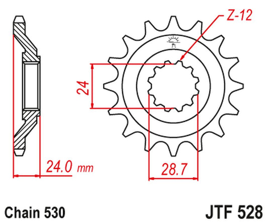 Front Sprocket 530 17 KAWASAKI ZZ-R 1100 '90-92'(JTF528.17JT) (Chain. 530)