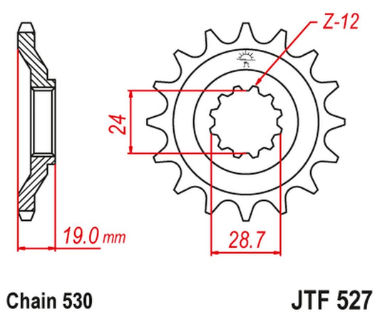 Front Sprocket 532 17 KAWASAKI ZX10 '88-90' (ZX 1000 B1-B3) (53217JT) (Chain. 530)