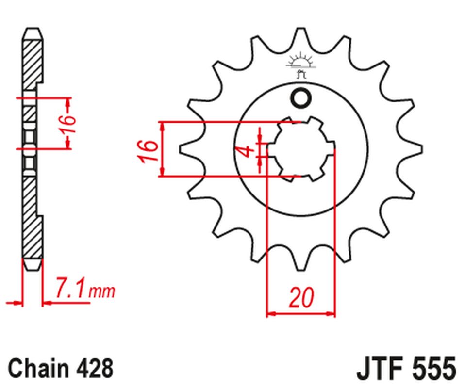 Front Sprocket 555 13 YAMAHA DT 80 LC1/LC2 '83-'95, TZR 80 '92-'95 (55513JT) (Chain. 428)
