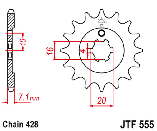 Front Sprocket 555 13 YAMAHA DT 80 LC1/LC2 '83-'95, TZR 80 '92-'95 (55513JT) (Chain. 428)