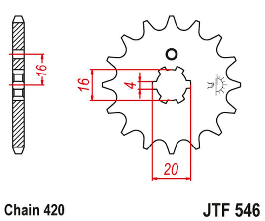 Front Sprocket 560 16 KAWASAKI KX 65/80/85 (56016JT) (Chain. 420) (+2)