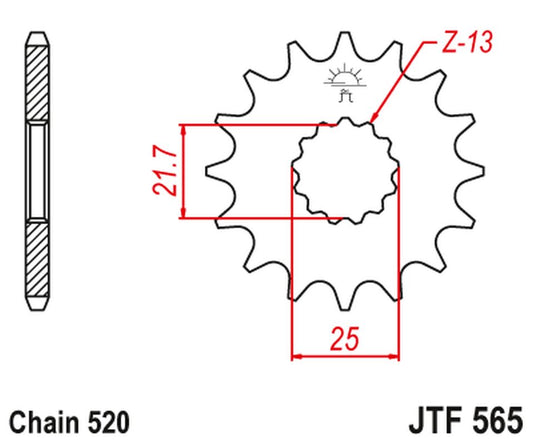 Front Sprocket 565 17 SUZUKI GS500E '89-'93 (56517JT) (Chain. 520) (+1)