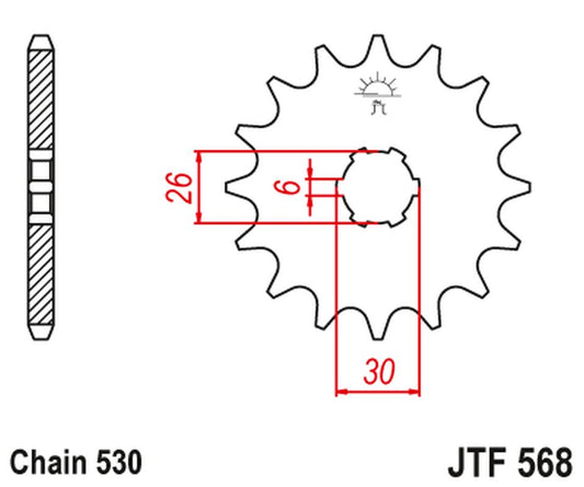Front Sprocket 568 18 YAMAHA XS 650 '75-'81, XS650 SE '78-'83 (56818JT) (Chain. 530)
