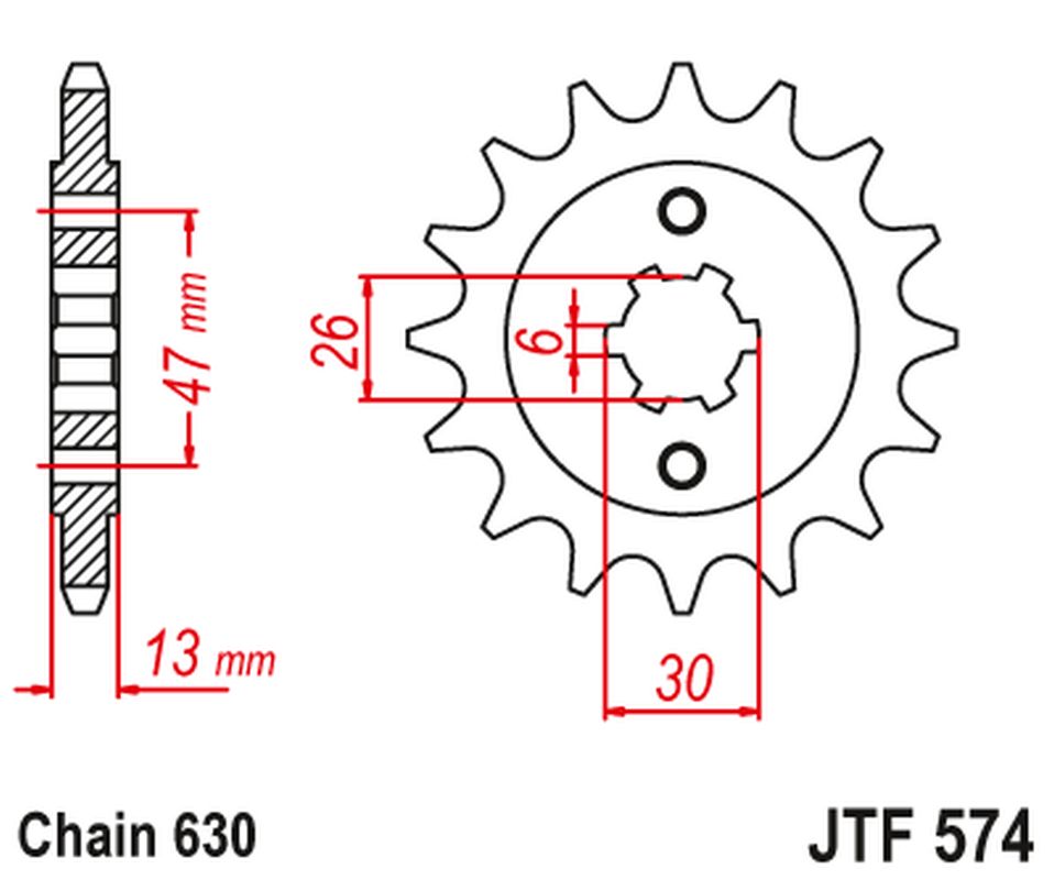 Front Sprocket 574 16 YAMAHA XV 1000 '81-82', TR1 '81-85' (57416JT) (Chain. 630)