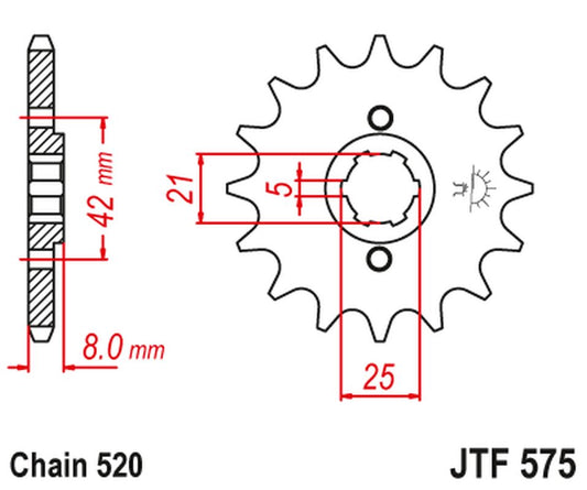 Front Sprocket 575 13 YAMAHA XT 600 '83-'86, TT600, XT550 (57513JT) (Chain. 520)