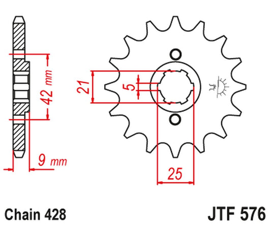 Front Sprocket 576 18 YAMAHA XT 350 '85-00' (57618JT) (Chain. 428) (-1)