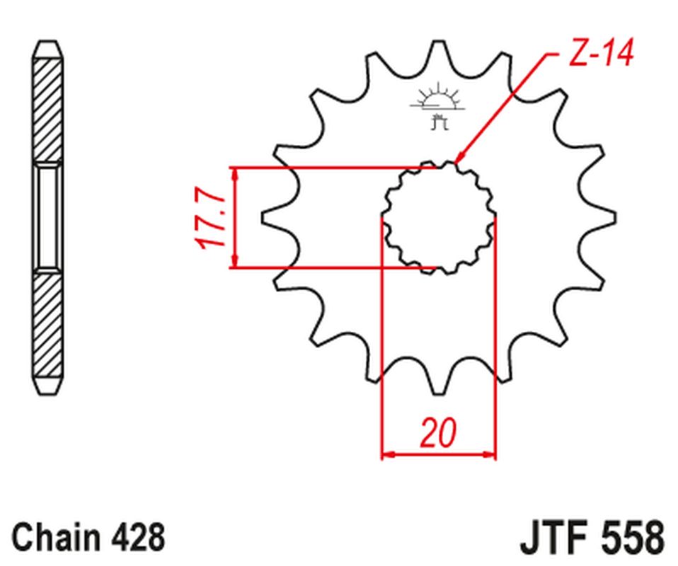 Front Sprocket 577 20 YAMAHA DT 125R '93-'06 (57720JT) (Chain. 428)
