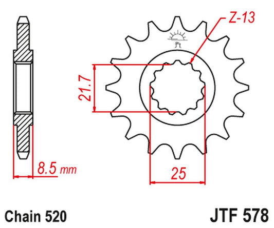 Front Sprocket 585 14 KAWASAKI ZX-6R/RR '07-17, YAMAHA XTZ 750 '90-'98 (58514JT) (Chain. 520) (-2)