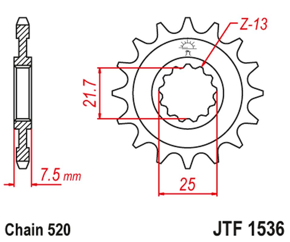 Front Sprocket 585 15 KAWASAKI ZX-6R/RR '07-17, YAMAHA XTZ 750 '90-'98 (58515JT) (Chain. 520)