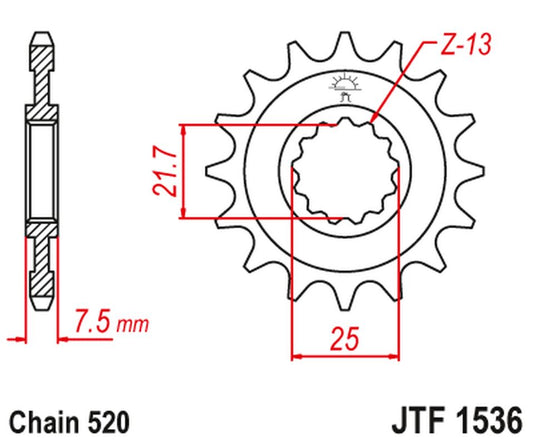 Front Sprocket 585 15 KAWASAKI ZX-6R/RR '07-17, YAMAHA XTZ 750 '90-'98 (58515JT) (Chain. 520)