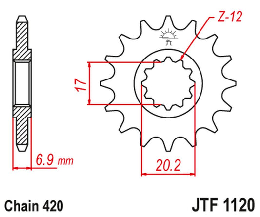 Front Sprocket 600M15 ENGINE AM6 (JTF1120,15) (Chain. 420)