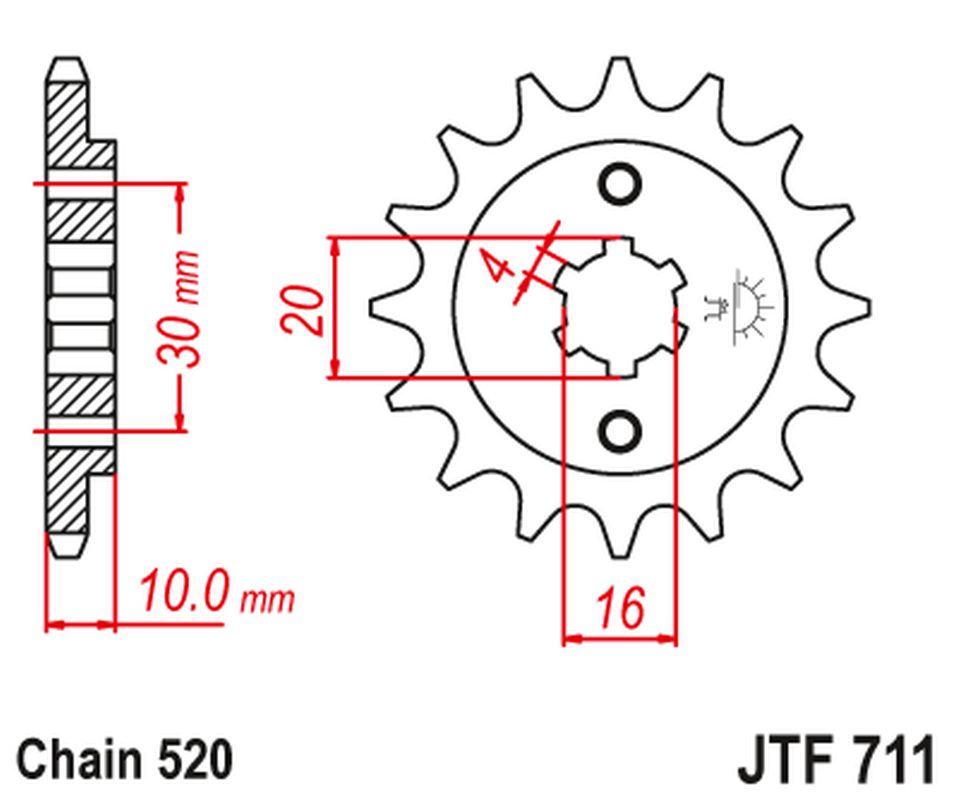 Front Sprocket 720 12 CAGIVA 125 W8/FRECCIA/PLANET/MITO/RAPROR '85-10' (72012JT) (Chain.520)