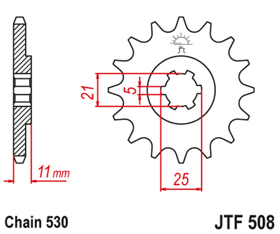 Front Sprocket 722 15 KAWASAKI KH500/400 '72-77', CAGIVA 350 ALA ROSSA '83-84' (72215JT) (Chain. 530)