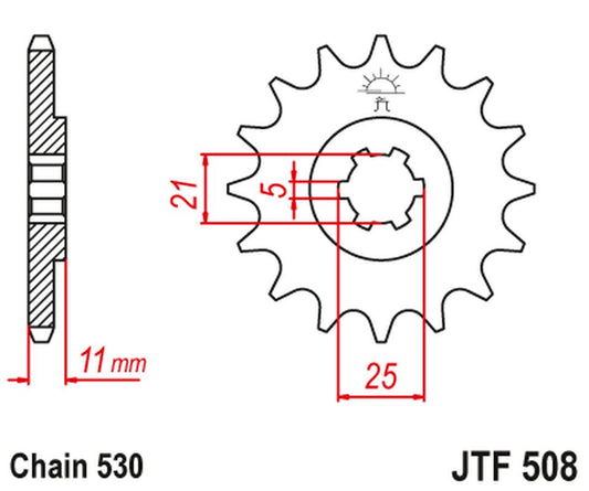Front Sprocket 722 15 KAWASAKI KH500/400 '72-77', CAGIVA 350 ALA ROSSA '83-84' (72215JT) (Chain. 530)