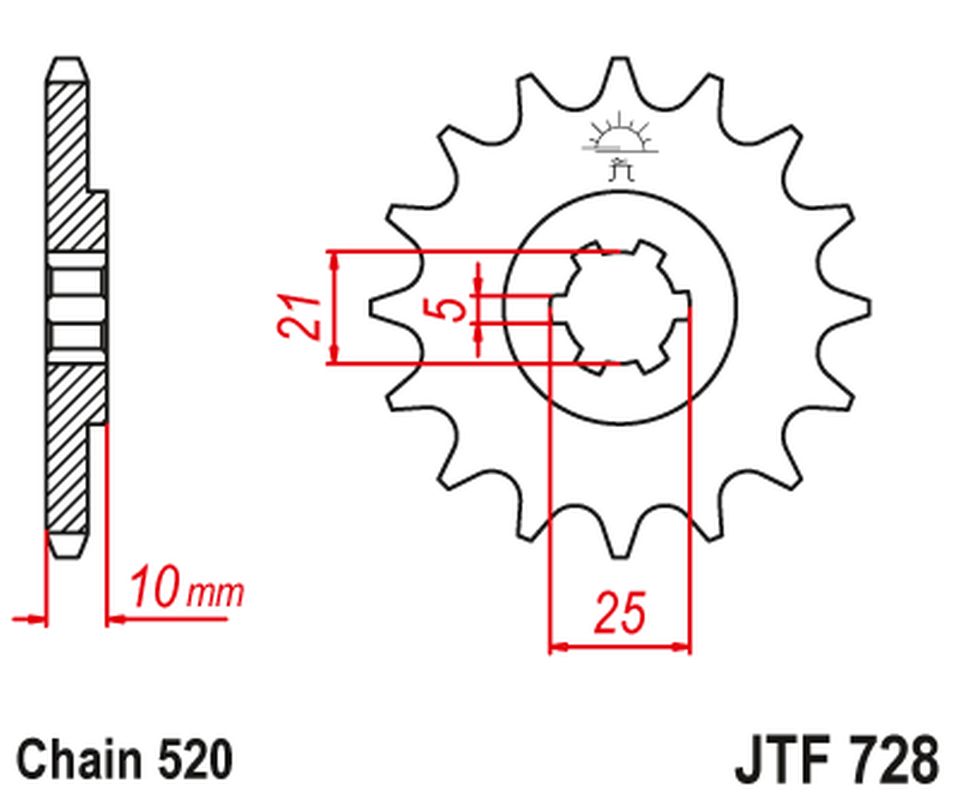 Front Sprocket 726 16 CAGIVA 600/500 RIVER, CANYON W 16 (72616JT) (Chain. 520)