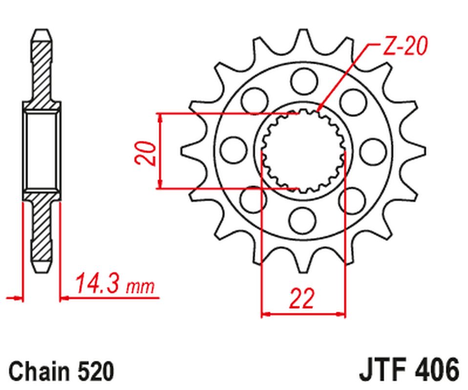 Front Sprocket BMW G310GS '16-, G310R '16-, (JTF406.16)* (Chain. 520)