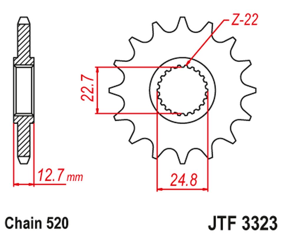 Front Sprocket POLARIS 425/400/350/300/250 '89-99' (Chain. 520)