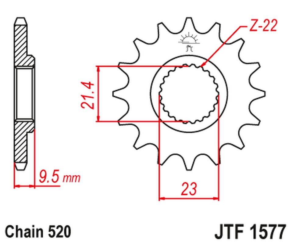Front Sprocket YAMAHA XT 600 '99-03' TT 600 '04, (Thickness 9.5MM) (Chain. 520)