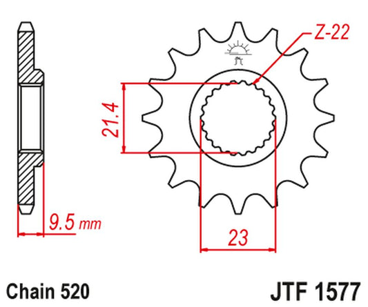 Front Sprocket YAMAHA XT 600 '99-03' TT 600 '04, (Thickness 9.5MM) (Chain. 520)