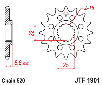 Front Sprocket Z Rubber 1248 13 KTM SX/EXC '91-'25, BETA, GASGAS, HUSQVARNA (124813RB) (Chain. 520)