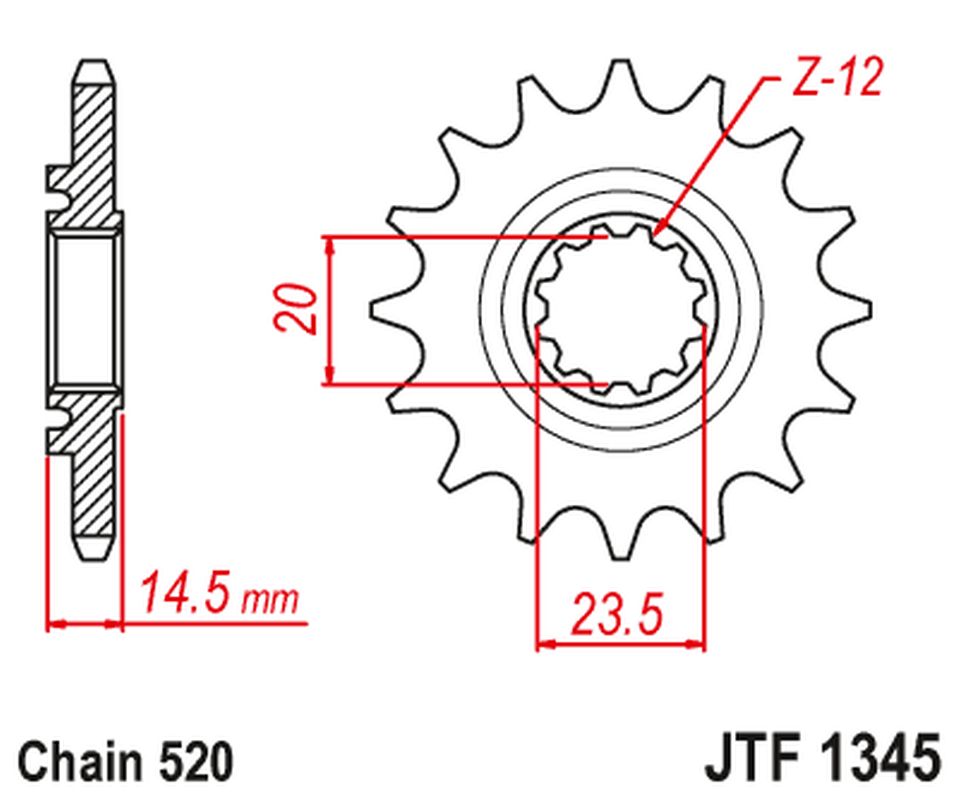 Front Sprocket Z Rubber HONDA CRF 450 L-K '19 (JTF1345.13RB)* (Chain. 520)